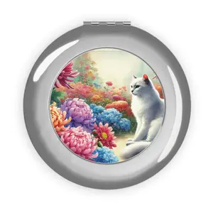 November Birth Flower - Cat Lover - Compact Travel Mirror