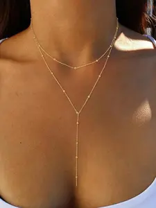 Single Piece Double-layer Bead Y-shaped Necklace, Dainty layering jewelry, Gentle French Style, Selected Non-falling Beads, Adjustable Y-drop Length, Perfect for Girlfriend Gifts, Festival Outfits, Suitable for Girls, Adjustable Choker