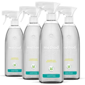 Daily Shower Cleaner Spray, Plant-Based & Biodegradable Formula, Spray and Walk Away, Eucalyptus Mint Scent, 28 Fl Oz, (Pack of 4), Packaging May Vary