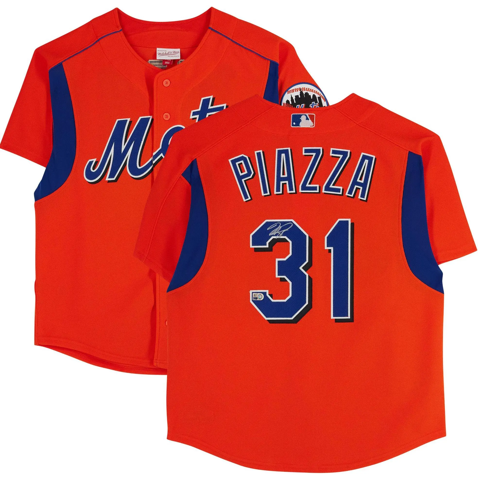 Mike Piazza New York Mets Autographed Orange Mitchell & Ness Replica BP Jersey - Fanatics Authentic Certified - MLB Memorabilia
