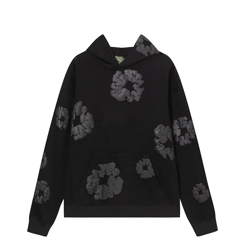 Unisex Oversized Cotton Wreath 3D Foam Puff Print Hoodie