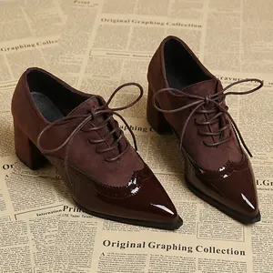 French Vintage Stylish Pointed Toe Shoe Lace-Up, 2026 British Style Height Increasing High Heel, Trendy Fashion Footwear