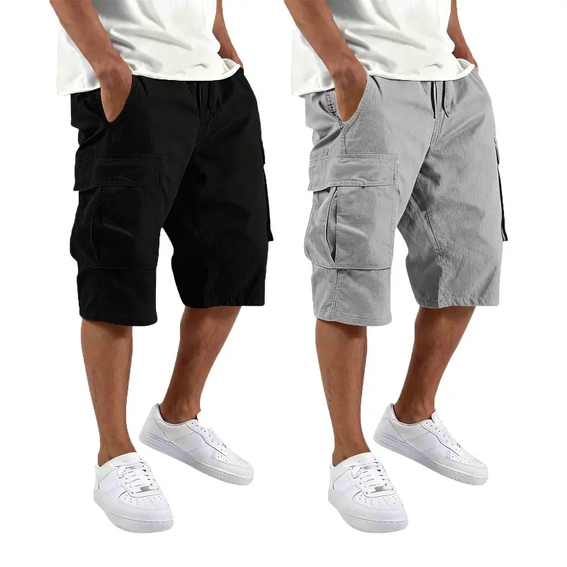 2 Pack Men's Multi‑Color Cargo Shorts |   Loose Fit Knee‑Length Pocket Casual Work Shorts