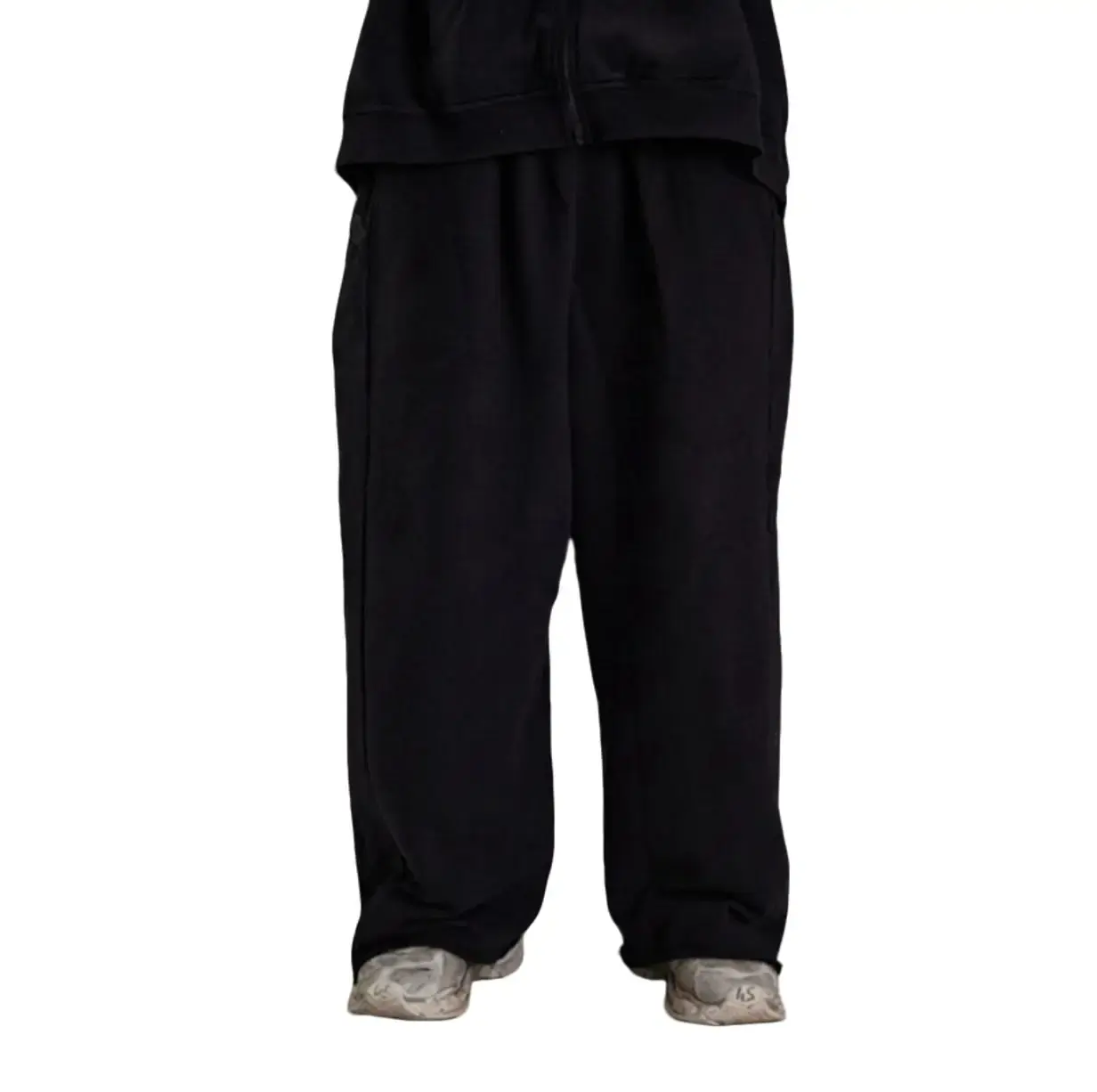 Pitch Black Heavyweight Sweatpants Controlled Insanity  | 450 GSM Wide Leg Baggy Fit | Gym Streetwear