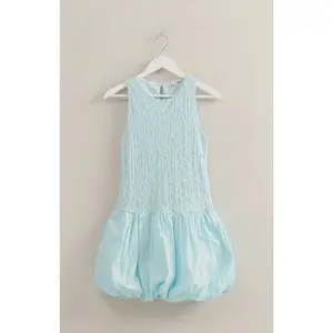 Mixed Fabric Sleeveless Bubble Hem Mini Dress