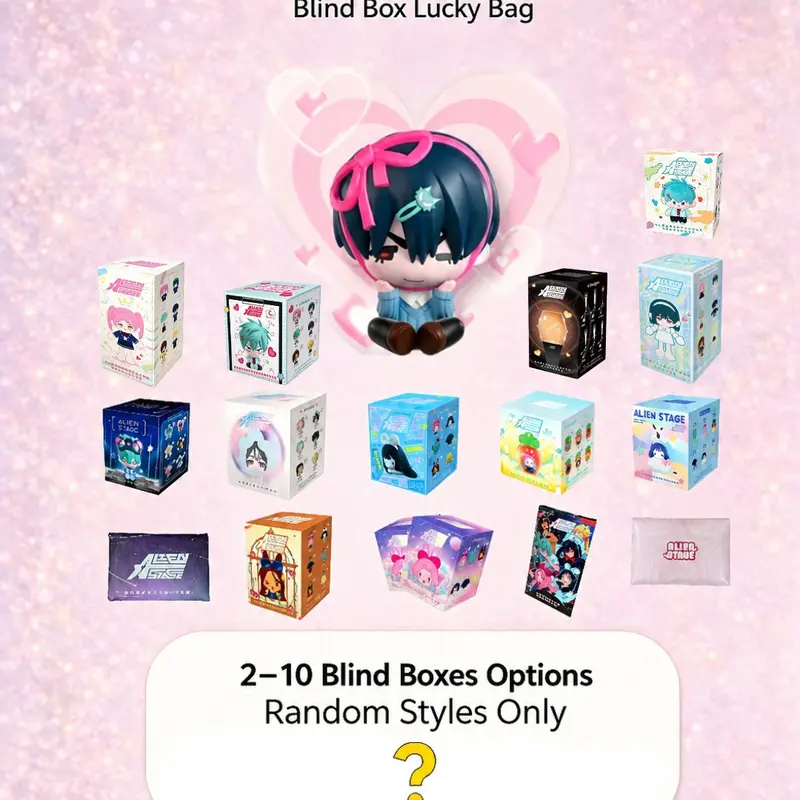 Alien Stage Mystery Plush Blind Box Set - Polyester Unisex Cute Collectible in Tin, IvanTill/MiziSua/Hyuluka Mini Mystery Bags for Fans
