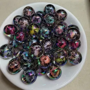 Iridescent Butterfly Beads - 16mm Round Acrylic Beads for Jewelry Making and Craft Projects