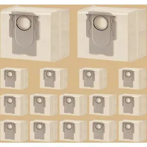 3.6L Vacuum Dust Bags for Robot Cleaners - 16 Pack Reusable High Capacity Dust Bags - Compatible with Roborock Q5 Q7 S7 S8 Series - Fits Q5 Max+ Q7 Max+ S8 Pro Ultra - Durable Leak-Proof Design