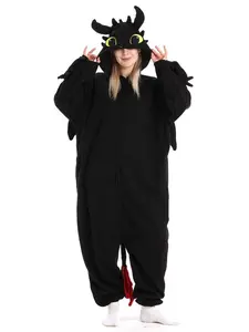 Unisex Cute Dragon Animal Onesie Pajamas Halloween Costume Party Role-Playing Christmas Gift Couple Set Comfy Loungewear Sleepwear Basic Blacktoothless Minimalist