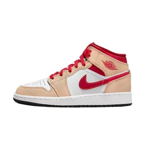 Youth Jordan 1 Mid White Onyx/Light Curry-White (554725 201) (GS)