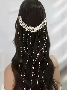 Handmade Bride Hair Accessory, Pearl Tassel Hair Comb, Wavy Hairband, Wedding Hair Comb, Elegant Bridal Hairstyle Essentials, Tiara