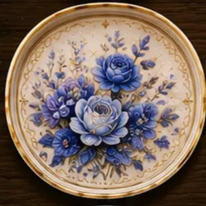 Blue Rose Vanity Tray - Elegant Floral Design for Tabletop Display