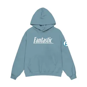 Fantastic Four Hoodie (Fantastic 4) Men's Black Polyester Pullover Sweaters Tops with Kanga Pocket - Menswear, Cotton Hem Long Long Sleeves Sleeves