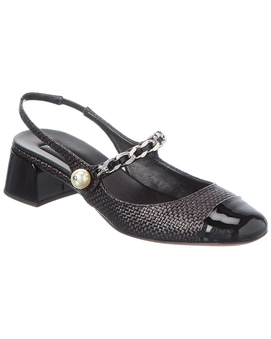 Miu Miu Logo Leather Slingback Pump