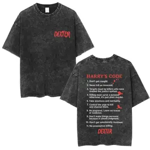 Dexter Morgan Harry's Code Washed Vintage T-shirts Men Women Casual Oversized T Shirts Men's Fashion Gothic Cotton T-shirt Tops Menswear Distressed