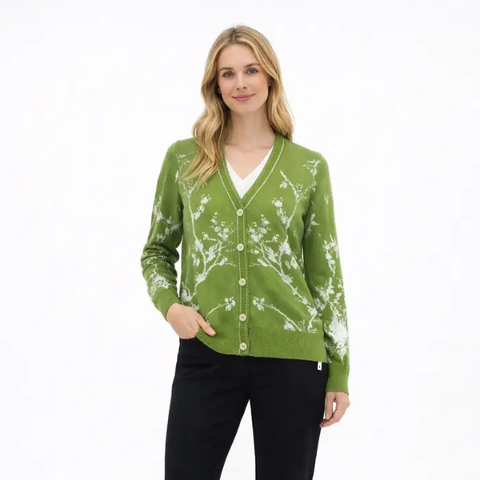 Fresh Botanical Print · Wool-Blend V-Neck Cardigan