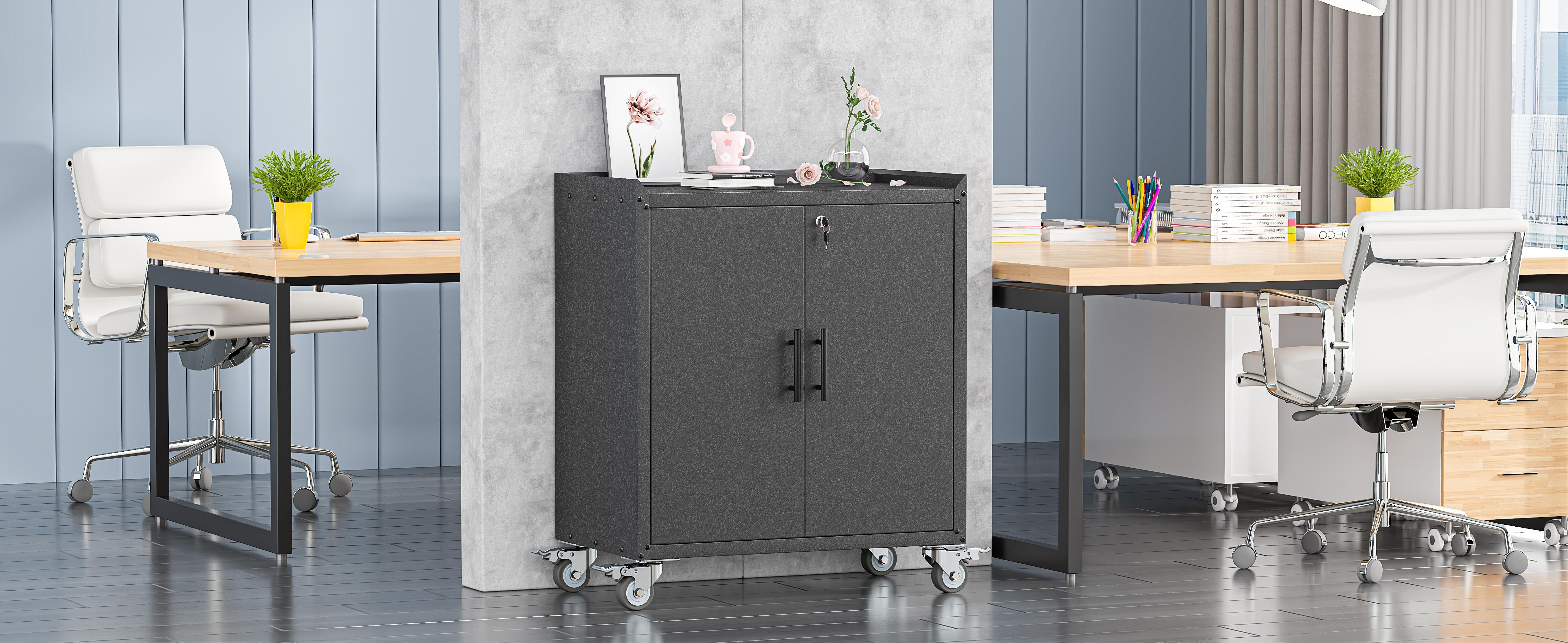 35.6"Metal Storage Cabinet with Wheels,Rolling Tool Cabinets with Doors and Adjustable Shelves,Lockable Garage Storage Cabinet,Heavy Duty Tool Chest for Home Office Utility Room,Assembly Required,