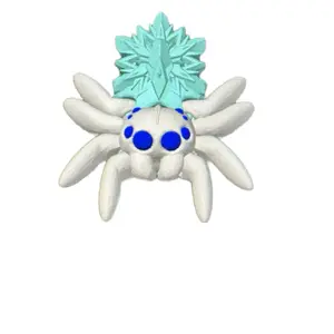 Small 3D Printed Articulated Snowflake Spider with Blue Eyes and Ice Blue Center Design. Display item, fun to play with. Colors Are Customizable!