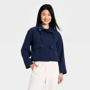 Women's Full Zipped Modern Gauze Jacket - A New Day