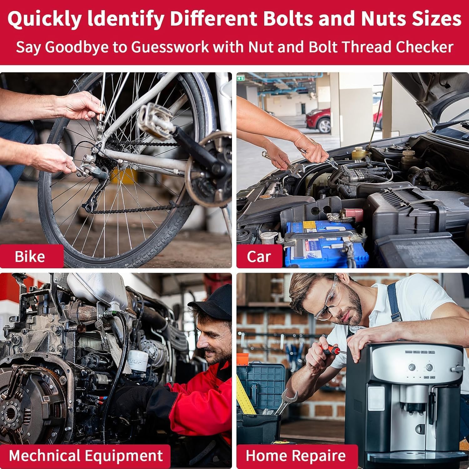 Thread Checker, 55 Nut and Bolt Thread Checker, Screw Size and Thread Identifier Gauge with 19 Standard & 17 Metric &19 Drill Bit Gauges, Bolt Size Finder for Quickly Identify Thread Sizes Thread Checker, 55 Nut and Bolt Thread Checker, Screw Size and Thread Identifier Gauge with 19 Standard & 17 Metric &19 Drill Bit Gauges, Bolt Size Finder for Quickly Identify Thread Sizes