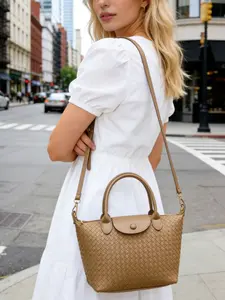 Weave Faux Leather Fabric, Embossed Braided Faux Leather Crossbody Purse for Women PU Tote Bag with Adjustable Strap Lightweight Travel Daily Satchel Bags Large Capacity