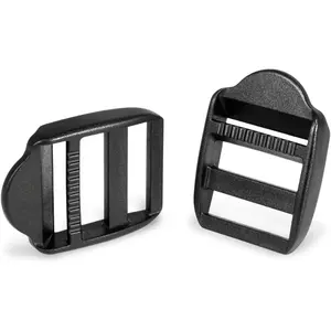 12 Pack Plastic Ladder Lock Buckles, 1" Ladder Slider Buckle for Backpack Strap Nylon Webbing Clip Replacement, Outdoor Camping Gear Sleeping Bag Tent Tie Down Strap Accessories (Black)