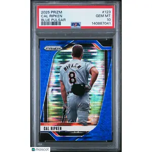 2025 Panini Prizm Cal Ripken #123 Blue Pulsar /75 PSA 10