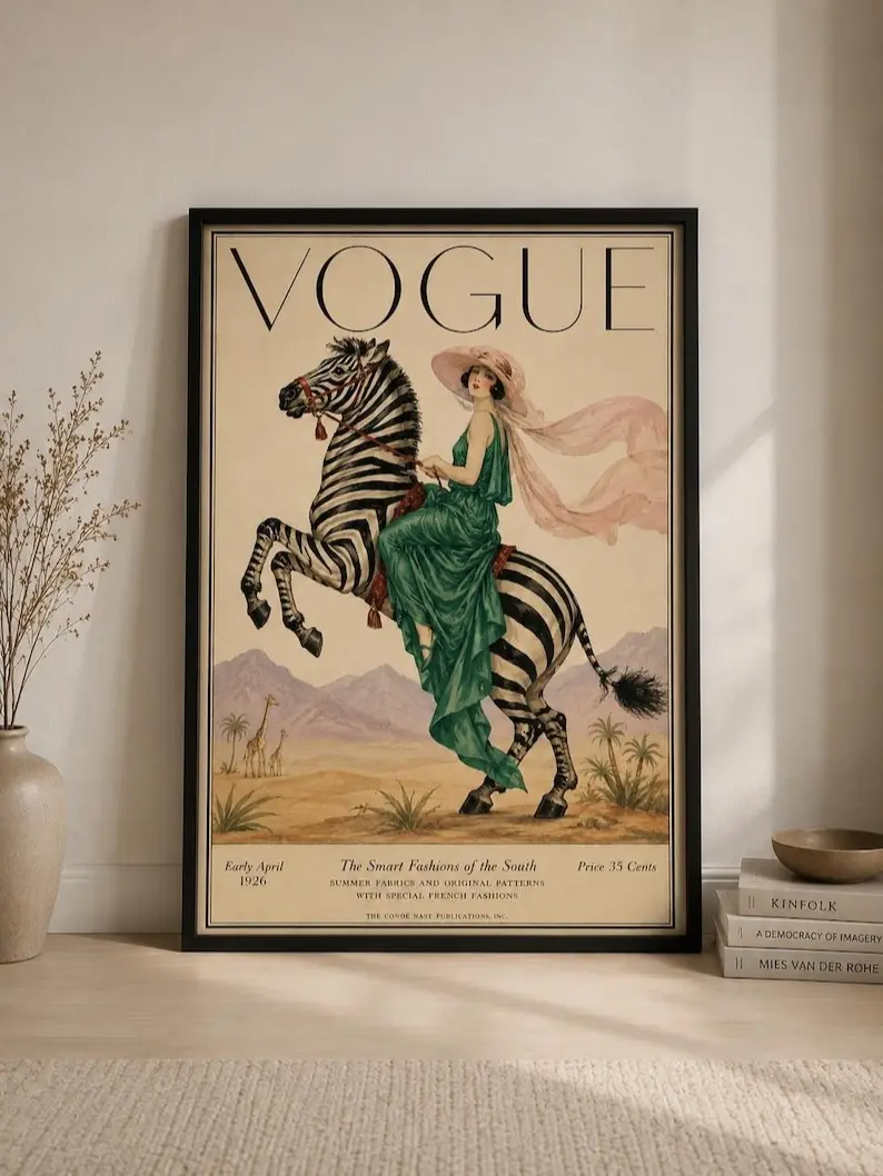 [Sale Up To 50%][No frame, Free Ship] Vogue Cover Print  Art Deco Zebra Fashion Wall Art  1926 Retro Artwork
