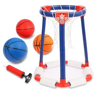 Pool Basketball Hoop Poolside,Floating Pool Toys for Kids,Floating Basketball Hoop,Pool Games,Basketball Game Poolside,Summer Water Toys,with 3 Balls and 1 Pump