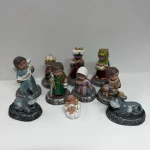 Mini nacimiento Hand-Painted Adobe Nativity • Clay Folk Art Scene