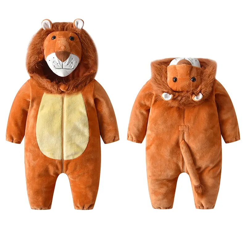 TONWHAR Camel Color Children Lion Costume for Autumn, Beige Lion Baby Romper with hood,  Kids Halloween Christmas Playsuit for Fun, Toddler Adorable Snowsuit