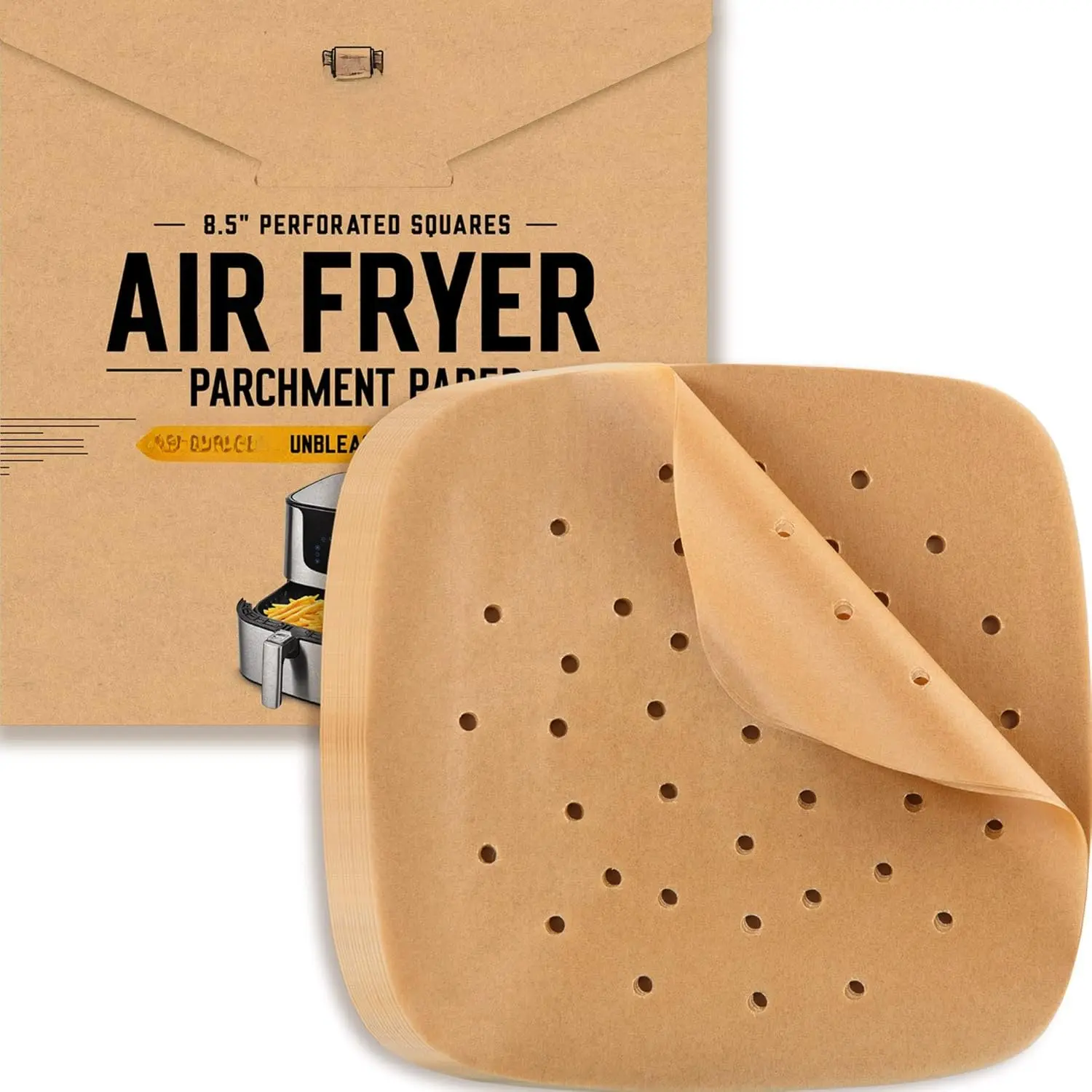 Steamer Liner, 8.5" Air Fryer  Paper Liners Sheets  220 count Unbleached  Steamer Basket Liners  Easy Cleanup, Will Not  or Curl,  & Volume Pack by Bakers