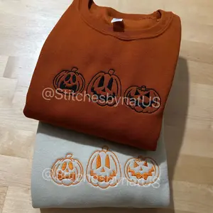Pumpkin halloween embroidered sweatshirt