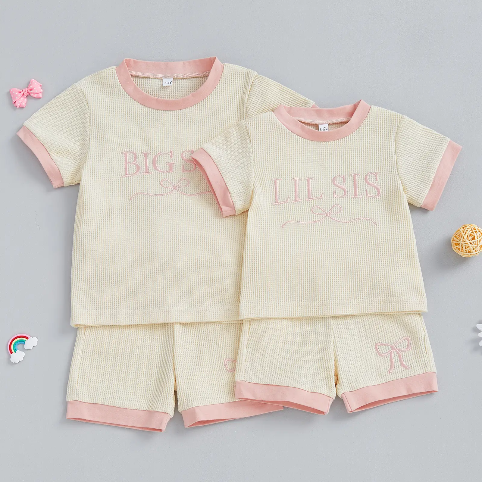 Toddler Baby Girl Summer Outfit Big Sister Matching Outfits Short Sleeve T-shirt Tops Shorts Set 2Pcs Clothes Cute Casual Tees