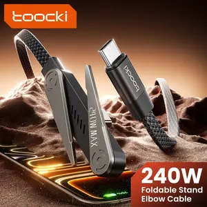 Toocki 240w Type C to Type C Data Cable, Fast Charging Foldable Phone Stand, 90° Elbow Cable, for Gaming Tablet Laptop Samsung Xiaomi