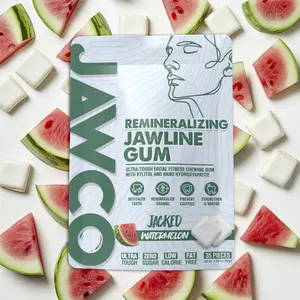 JAWCO Ultra-Tough Jawline Remineralizing Chewing Gum | Get a Stronger, Squarer Jawline | Watermelon Sugar-Free Xylitol & Nano-Hydroxyapatite | 35 Pieces/Pack
