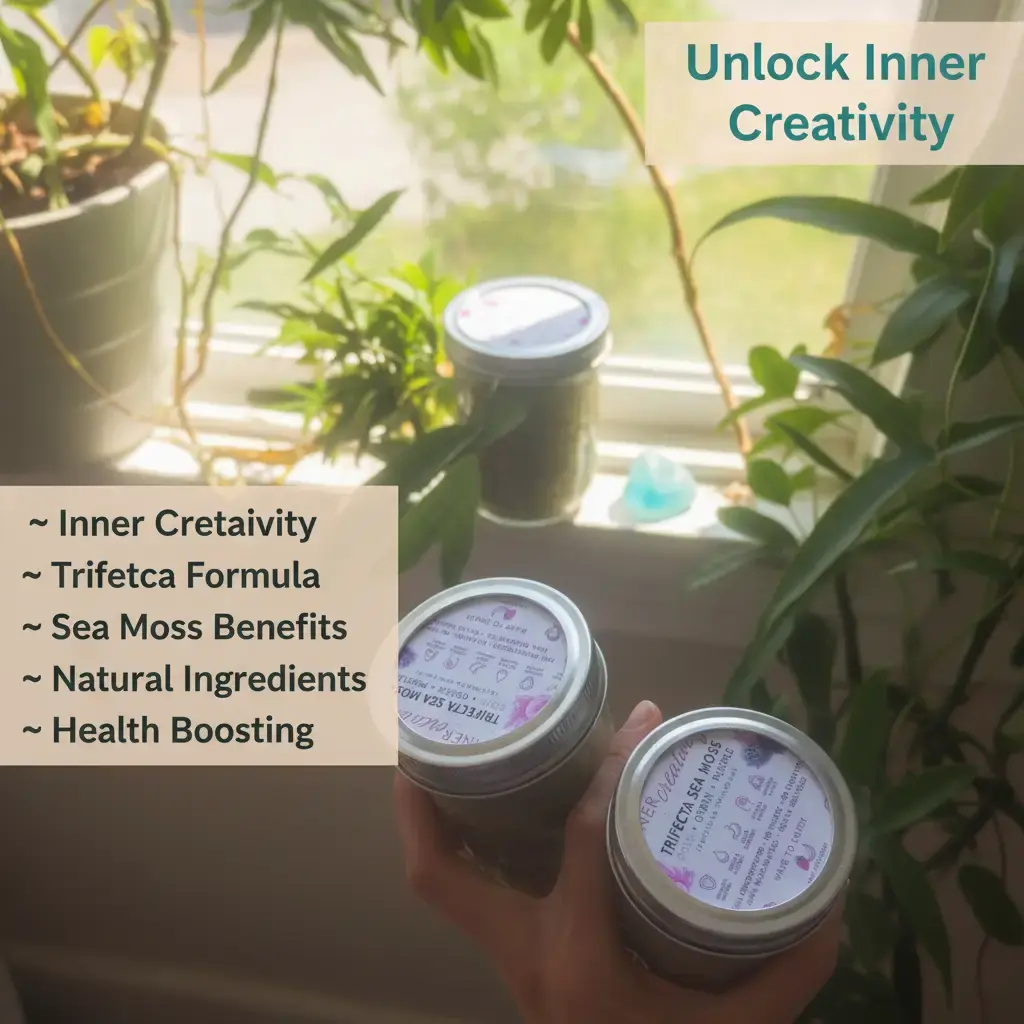 Inner Creativity Trifecta Organic Sea Moss Wellness Infusion - Organic Antioxidants, Clean Nutrient Mineral Supplements, Collagen Mineral Supplements, Supports Cell Regeneration, Natural Skin Care Beauty Blend