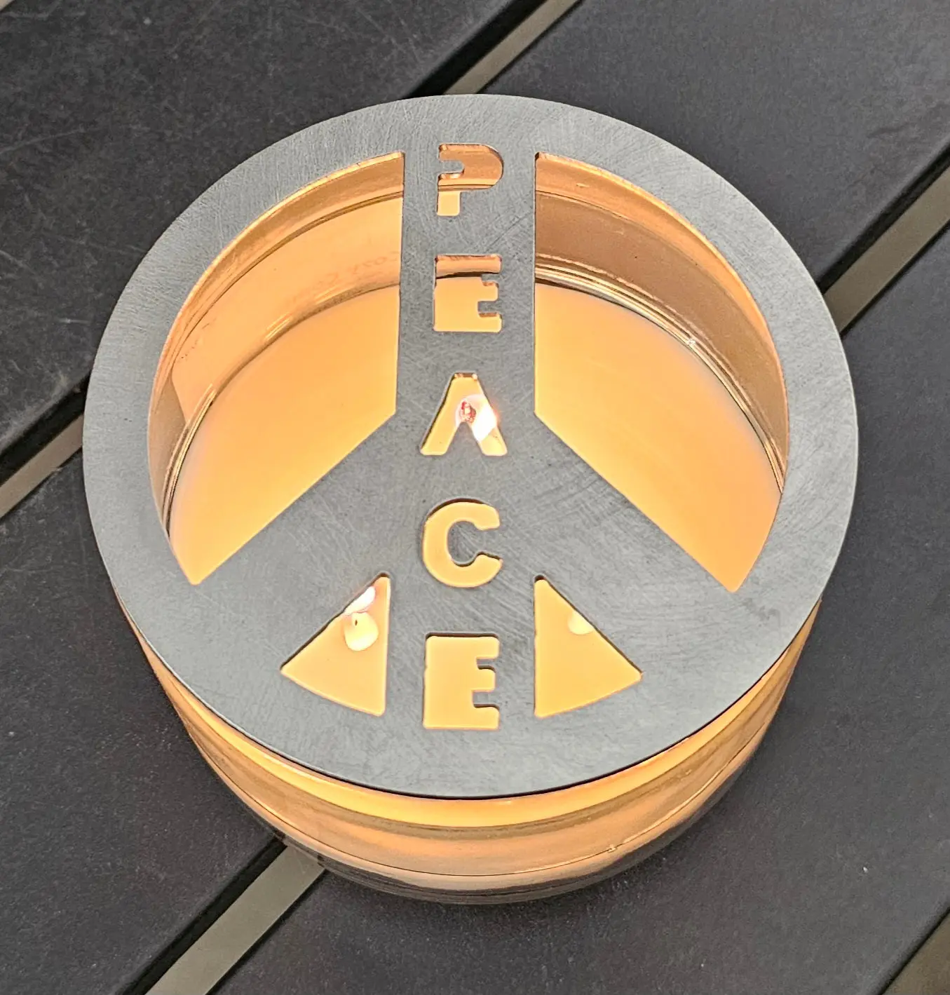 Peace Sign Candle Topper | Decorative Metal Candle Topper for Jar Candles