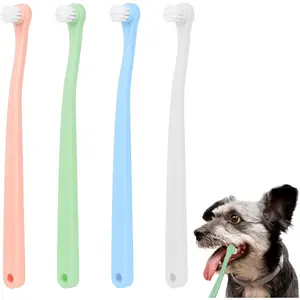4 Pack Mini Head Soft Pet Toothbrush Deep Clean Kit for Puppy, Kitten, Small Dog & Cat, Portable Travel Friendly and Easy to Use