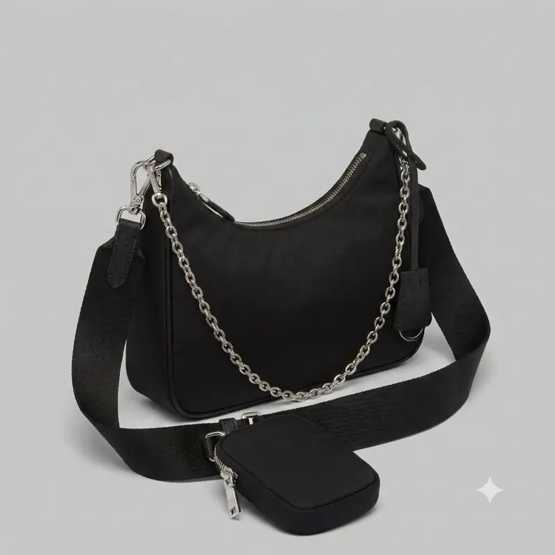 Elegant Black Chain Strap Shoulder Bag with Adjustable Strap and Zip Closure for Everyday Use Elegant Black Chain Strap Shoulder Bag with Adjustable Strap and Zip Closure for Everyday Use