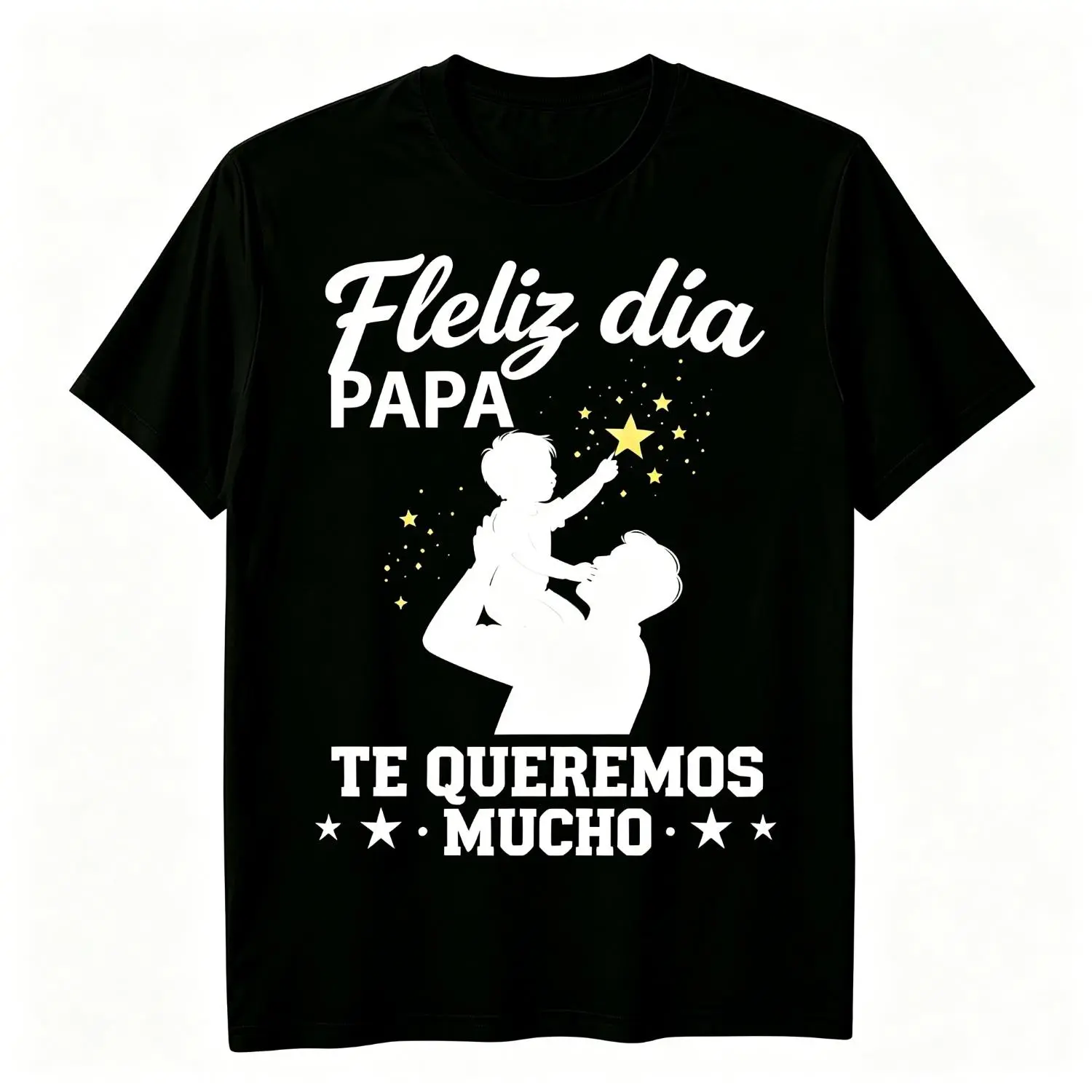 Feliz Dia Papa Spanish Father's Day T-Shirt Dad and Child Silhouette Tee