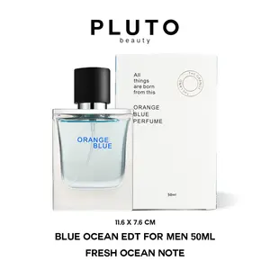 PLUTO Beauty Orange Blue Perfume - Blue Ocean EDT for Men, 50ml Fresh Ocean Note Charming Ocean Wood Tone Fragrance