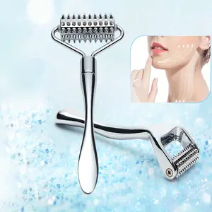 Stainless Steel Facial Massage Roller Gua Sha Tool Set Massager for Face Body Beauty SPA Care Tools, Acupressure Massager - Deep Tissue Massage Tool for Hand, Foot, Neck, Arms