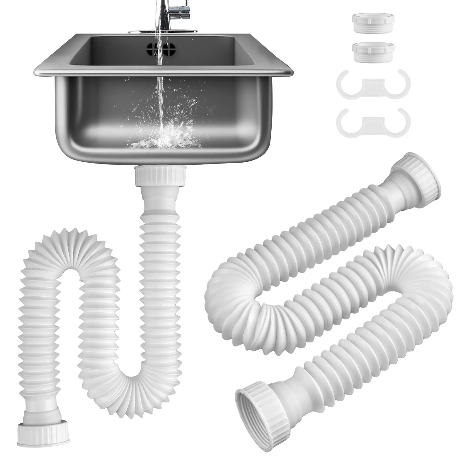 2 PACK - White - Size: 11" to 34.5"