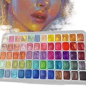 60 Color Glitter Shifting Watercolor Paint Set, 1 Set Shimmer Metallic Watercolor Paints Palette Set, Art Supplies for Indoor & Outdoor, Artist Supplies