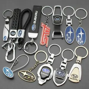 1PCS Metal+Braided Rope Leather Car Styling Keychain Wristlet Strap Key Chain Key Ring For Subaru STI Forester Outback Impreza Legacy WRX