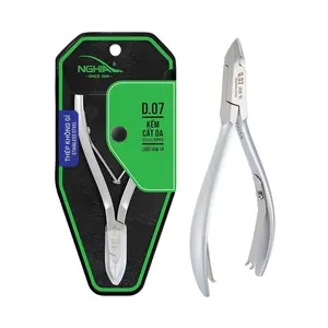 Nghia Cuticle Nipper D-07 JAW 14 Stainless Steel Durable Sharp Ergonomic Design Grey Plated for Salons Home Use