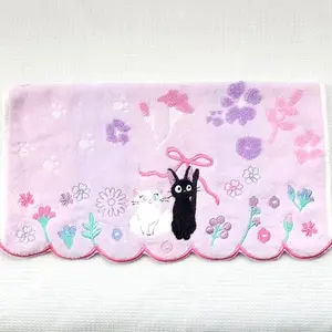 13.5"x13.5" Beautiful Ultra Soft Cotton Embroidered Cats Hand Facial Towel for Bathroom Home Decor Decorative