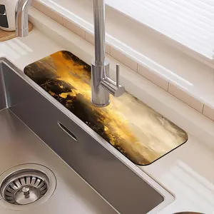 Abstract Gold Pattern Kitchen Sink Splash Guard, Waterproof Durable Rubber Sink Faucet Mat, Non-slip Sink Mat for Kitchen Sink & Dining Table