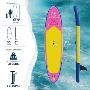 TikTokShopSpringGlowUp Inflatable Stand Up Paddle Board with SUP Accessories & Backpack Fins, Adjustable Paddle, Leash,Pump, Non -Slip Deck For All Skill Levels